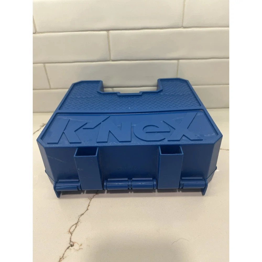 K'nex Blue Carry Case 9x9x3 with Pieces & Manual Instructions Kit Vintage
